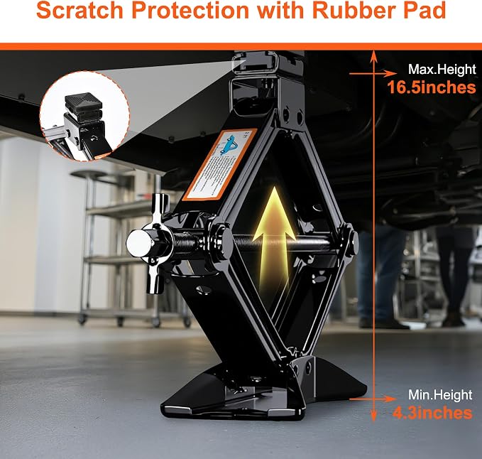 Scissor Jack, 2.5T(5512 Lbs), High-Strength Car Jack & Stand Kit with Rubber Pad, Tire Changing Kit with Ratchet Handle&Lug Wrench, Universal Vehicle Emergency Set for Various Models Black