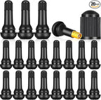 20 Pieces TR413 Valve Stems Tubeless Bulk Rubber Snap-in Valve Stems for 0.453 Inch Rim Holes, Black Standard Length Replacement Tool for Car Tubeless Replacement