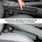 2026 New Car Seat Gap Filler 2 Pack,Leather Seat Gap Filler Strip with Fix Strap to Avoid Items from Falling,Universal Car Seats Gaps Plug Cars Interior Accessories (Grayish Green)