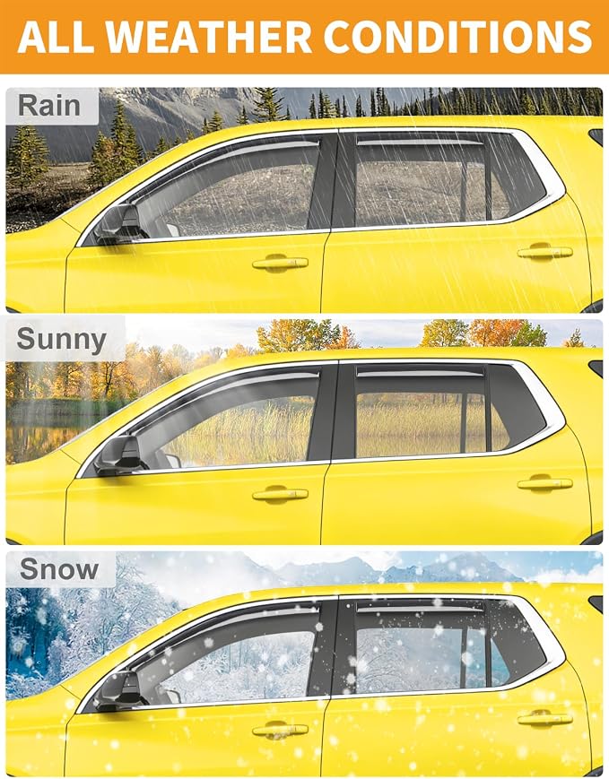 in-Channel Window Rain Guards Fit for Chevy Traverse 2018-2023 Rain Guards Extra Durable Chevrolet Traverse Window Deflectors Visors Vent Visors Vent Shades Car Accessories -4 pcs