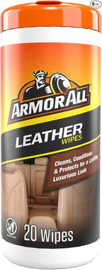 Leather Car Cleaner Wipes,Canister,Leather Treatment and Car Care,20 Count (Pack of 6)