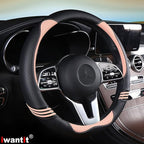 Steering Wheel Covers with Carbon Fiber, Universal Fit 14.5-15 inches for Cars,SUV (Romantic Pink)
