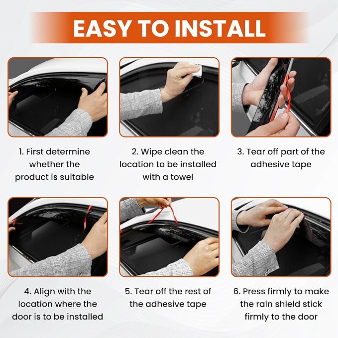 Tape-On Rain Guards for Rav4 2026+, Side Window Deflectors Visor Rain Guards Vent Guard Shade Deflectors Compatible with Toyota Rav4 Accessories 2026 2027 6-Pack