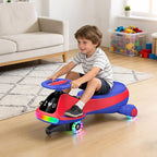 12V Electric Wiggle Car for Kids with Pedal, Display, Rechargeable Battery, LED Light, Bluetooth, Light-Up Wheels, Anti-Rollover, 2 Speeds, Ride on Toys, Birthday Gifts for Age 3+, 150Lbs
