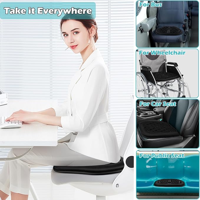 Memory Foam Car Seat Cushion for Driver - Heightening Seat Pad for Short Drivers, Relieves Pressure for Long Drives - Non-Slip Car Booster Cushion for Office, Truck, Wheelchair