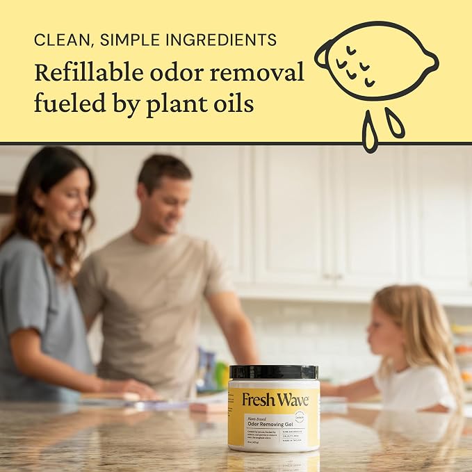 Lemon Odor Removing Gel, 15 oz., Pack of 2 - Safer Odor Absorbers for Home, Natural Plant-Based Odor Eliminator, Every 15 oz. lasts 30-60 Days, For Cooking, Trash & Pets