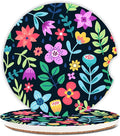Cute Flowers Ceramic Cup Holders - Pack of 2, Keep Cup Holders Clean and Dry, Drink Cup Car Holder Coasters with A Finger Notch