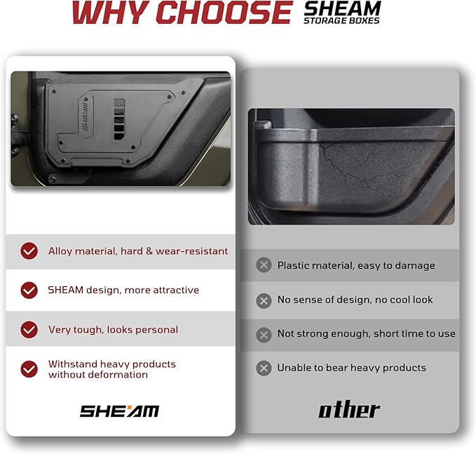Metal Rear Door Pocket Storage Box for Jeep Wrangler JK JKU（2007-2017）, Accessories Car Door Organizer Storage Large Capacity,2PCS