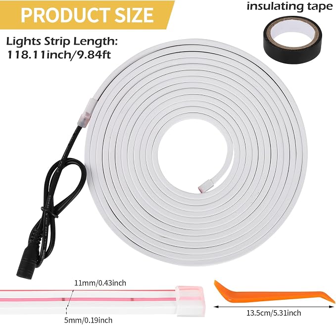 Car LED Strip Lights - Trunk Cargo Ambient Lighting, Warm Yellow 3500K, 118.11 inches Flexible Cuttable LED Light Strip, Easy Install, Waterproof, Universal Fit for Car Trunks, SUVs, and Vans