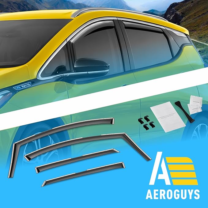 Extra Durable Window Deflectors in-Channel Window Visors Rain Guards Fit for Chevrolet (Chevy) Bolt EV 2017-2023, Sun Visors, Wind Vent for Shades, Exterior Car Accessories - 4pcs. AG0754
