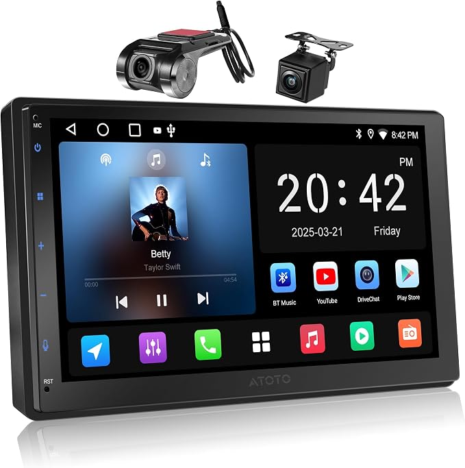 A5L 7" Android Double Din Car Stereo with 1080P DVR Dash Cam & Backup Camera, Wireless CarPlay Android Auto, Wi-Fi/USB Tethering, 24B-EQ DSP, AI Chat, GPS&SWC, HDMI Out, OTA Upgrade