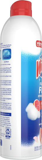 Fast Shine Foam Glass Cleaner, No-Drip Windows, Doors, Mirrors, Countertops Aerosol Cleaning Spray, Streak-Free Shine, Removes Fingerprints, Dust, Dirt, Grapefruit Scent, 19 oz (Pack of 6)