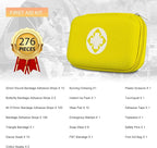 276PCS Hiking First Aid Kit for Home Personal Emergency Supplies Compact Bag for Backpack, First Aid Essentials Survival Kit for Business Travel Car Yellow