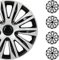 SCITOO Car Wheel Rim Skin 4 Pack 15 inch Cover Hubcap Wheel Cover Replacement R15 Hub Caps -Set of 4（15-inch，Gloss Black & Silver）