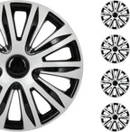 SCITOO Car Wheel Rim Skin 4 Pack 15 inch Cover Hubcap Wheel Cover Replacement R15 Hub Caps -Set of 4（15-inch，Gloss Black & Silver）