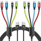 4 in 1 Multi Charging Cable, 2 Pack 5FT Charging Cords for Multiple Devices | USB Cable Phone Charger with USB C, IP and Micro, Nylon Braided, Cruise Essentials 2026, Travel Car Accessories