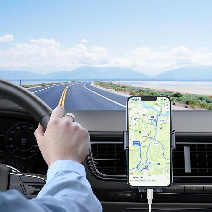 Car Phone Holder Mount, Super Stable Air Vent Cell Phone Car Mount with 2025 Metal Hook Clip, 360° Rotation,One Button Release for iPhone, Galaxy, Google, and All Other Smartphones
