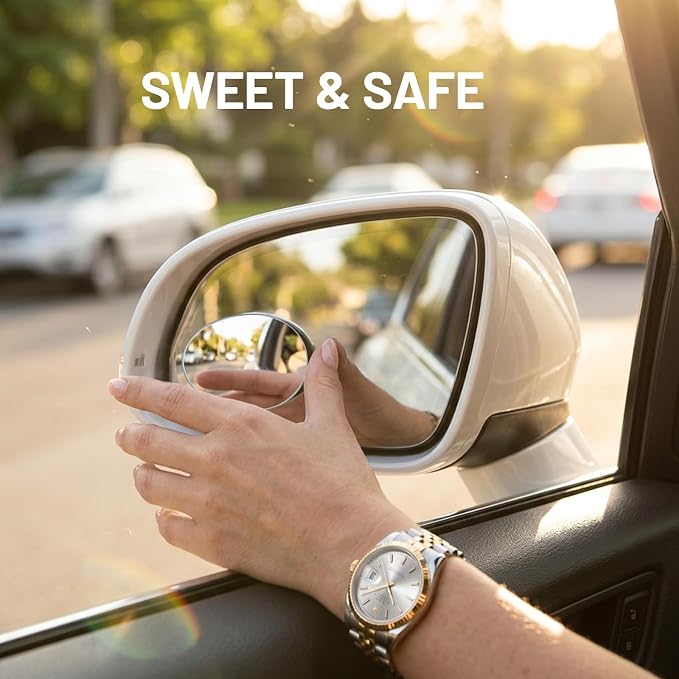 Blind Spot Mirror, 2Pcs Adjustable Car Auxiliary Wide Angle Convex Mirror, Universal Stick on Side Mirror for Cars SUVs Trucks, Enhance Driving Safety (Curved)