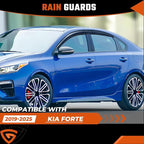 Rain Guards Compatible with 2019-2024 Kia Forte, Out Channel Window Deflector Extra Durable Side Sun Wind Deflectors 2024 Forte Tape-on Rain Guard Black 4 PCS