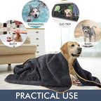 Super Absorbent Microfiber Bath Towel for Dogs and Cats - 30 x 50 Inch, Dark-Gray, Suitable for Small, Medium, Large Pets