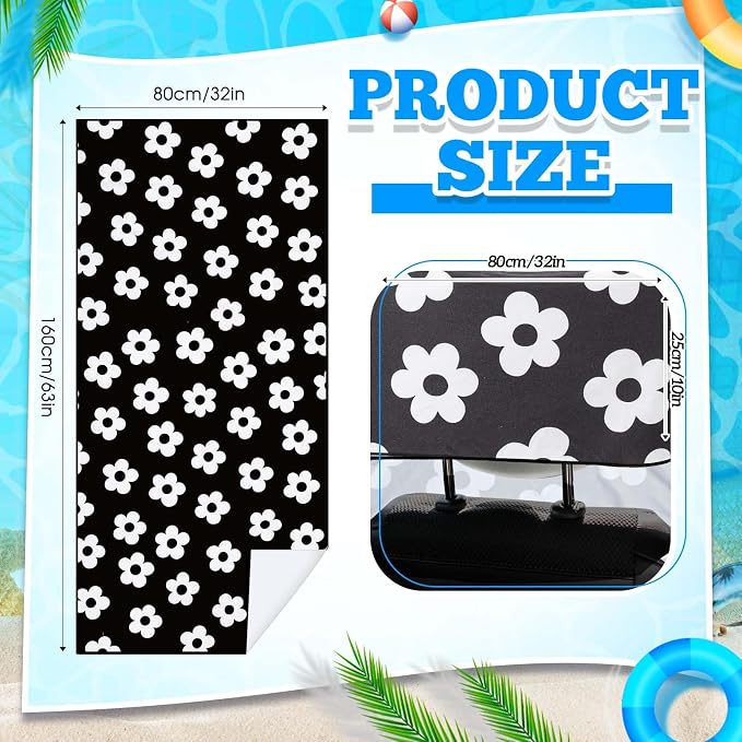 Car Seat Towel Covers with Storage Bag, 63 x 32 Inch Universal Non Slip Waterproof Sweat Protector for Car Truck, Gym Swimming Running, Machine Washable(2 Pack,Florid Declamation)