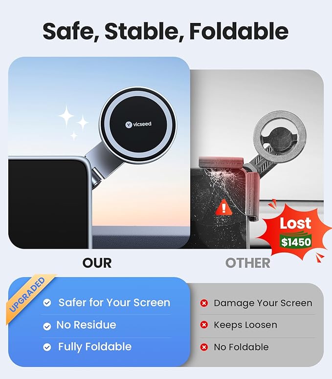 Tesla Phone Mount【Strongest Magnet Power】Foldable Hidden Tesla Phone Holder Fit for All Phone, Tesla Model 3 Model Y for MagSafe Car Mount, Tesla Model 3 Accessories, Tesla Model Y Accessories