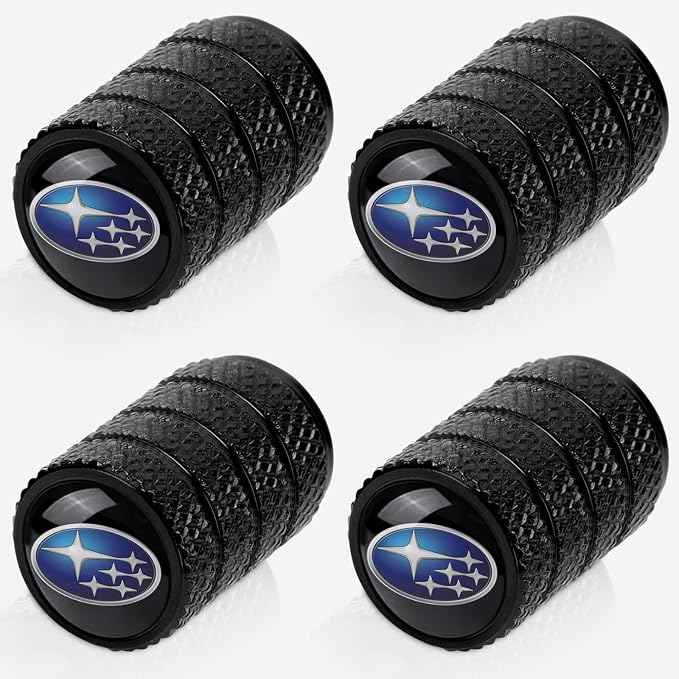 4pcs Tire Valve Stem Caps, Compatible with Subaru Series Stem Cap Universal Car Air Cover Car Accessories for Cars, SUV, Truck, Motorcycles （Black）