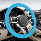 Car Steering Wheel Cover, 13 to 14.17 inches Anti-Slip Silicone Steering Wheel Protector, Soft Flexible Shock-Absorbent Steering Wheel Protective Cover for Most Car Models (Blue)