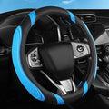 Concave Convex Massage Black Blue Microfiber Leather Steering Wheel Cover, 14.5-15 Inch Non-Slip Breathable Microfiber Car Steering Wheel Protector