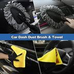Windshield Cleaner Tool, 14Pcs Car Cleaning Kit - Car Interior Detailing Kit with Extendable Handle, Cleaning Gel & Microfiber Pads, All-in-One Inside Car Cleaning Supplies for Women Men