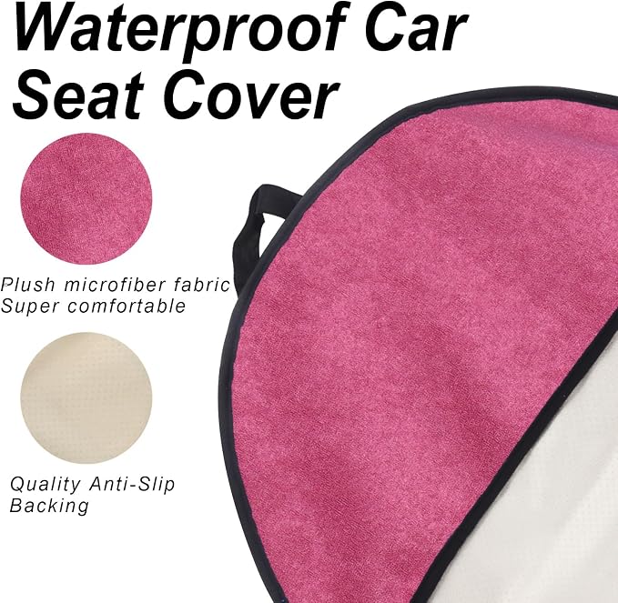 Waterproof Car Towel Seat Covers Front Seats for After Gym Workout,Auto Universal Interior Sweat Towels Cloth Bucket Carseat Cover Protector for Trucks SUV RV Boat Van (Wine Red with Yellow)