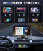 Portable Car Stereo Wireless Carplay Android Auto,7 Inch Touch Screen Car Radio with Bluetooth Hands-Free/Mirror Link/Maps Navigation/Voice Control/TF Card/AUX,for Cars, Trucks, SUVs