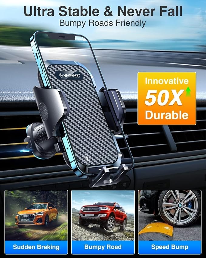 2026 Phone Holders for Your Car Ultimate Military-Grade Car Phone Holder Mount【Patent & Safety Certs】Upgraded Shockproof Truck Air Vent Phone Mount for iPhone 17 Pro Max 16 15 Samsung Android