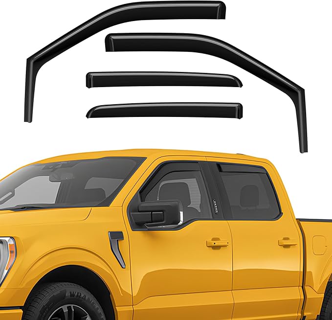 in-Channel Rain Guards Compatible with Ford F150 SuperCrew 2015-2026, Durable Side Windows Rain Guard Wind Deflectors 2025 F150 Crew Cab Window Deflectors - 4 PCS