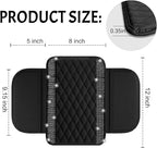 Bling Car Center Console Cover, Leather Car Arm Rest Cover Cushion with 2 Storage Bags, Universal Automotive Armrest Protector Storage Box, Bling Accessories Interior for Most Vehicles (Black)