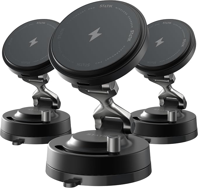 HyperMount Pro Phone Mount, Magnetic Phone Holder, 15W Wireless Charging, MagSafe Car Mount, Works on Smooth & Lightly Textured Surfaces, iPhone and Android Compatible, Charging Cable Included