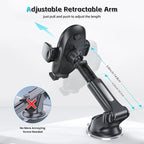 Suction Cup Phone Holder Windshield/Dashboard/Window, Suction Cup Car Phone Mount with Strong Sticky Gel Pad, Compatible with iPhone, Samsung & All Cellphones, Matte Black