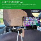 2PCS Car Headrest Hidden Hook, Purse Hook for Car, 2 in 1 Vehicle Back Seat Headrest Mobile Phone Holder, 360° Rotating Backseat Organizer for Handbag Clothes Grocery Fit Vehicles (Silver)