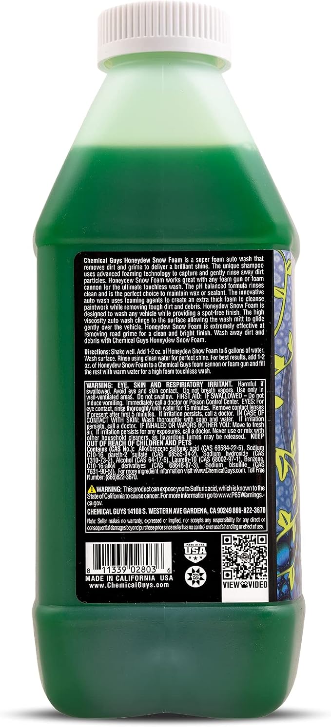 Car Wash Soap for Foam Cannon or Bucket, Honeydew Snow Foam Car Wash Soap for Trucks, Motorcycles, RVs & More, Super Suds, Honeydew Scent - 64 oz (Half Gallon)