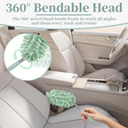 2 PCS Car Interior Duster with Extension Pole, Microfiber Car Dusters with Bendable Head, Cars Dusters Exterior&Interior Scratch Free, for Cleaning of Vehicle Details, Offices, Window (Light Green)