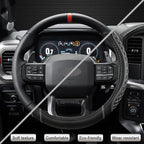 Customized Auto Car Steering Wheel Cover for Ford F-150, F-250, F-350, Expedition(Diamond Quilted - Black+Gray)