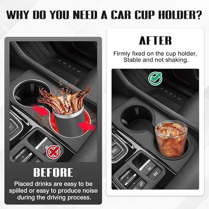 Car Cup Holder for Honda Pilot 2023-2025/Passport Ridgeline 2024-2025 2026 Accessories Water Cup Holders TPE Durable Cup Holder Insert for Pilot