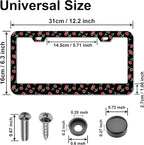 Cherry License Plate Frames，red Cherry Car Accessories for Women and Men ，Cute License Plate，Aluminum License Plate Frame Fits Standard US Vehicles Size 12.2 x 6 Inch (Black-Cherry)