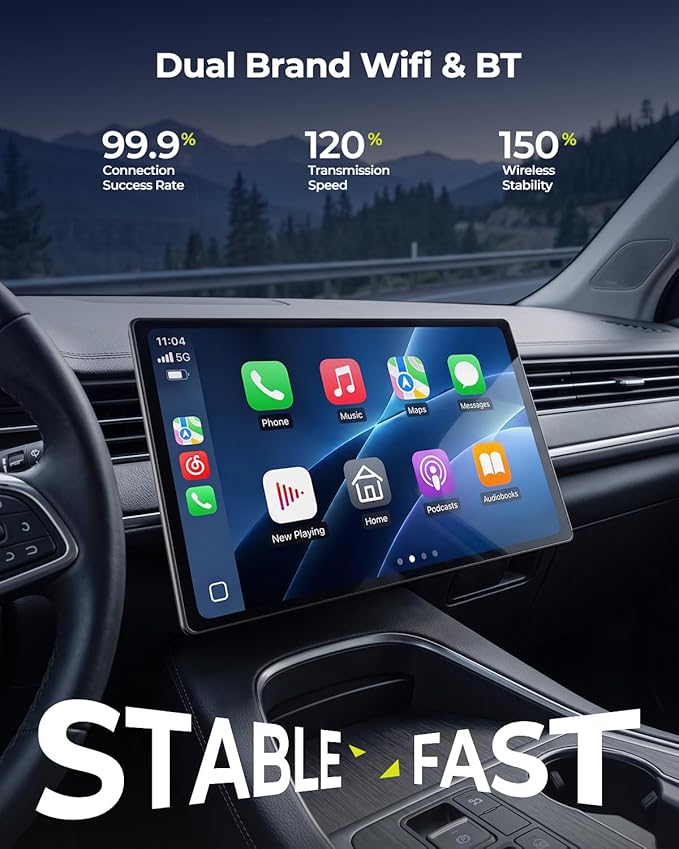 LAMTTO Extra Large 11 Inch Carplay Screen for Car, Built-in YouTube/TikTok Entertainment Video APPs, Backup Camera, Wireless Car Play and Android Auto Screen with Navigation/Voice Assistant/OTA Update