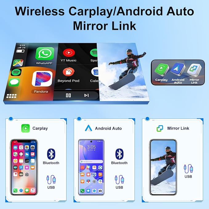 4G+64G Double Din Car Stereo Radio for Chevrolet Silverado GMC Sierra 2007-2018,for Chevrolet Tahoe 2007-2014 8" IPS Touchscreen Head Unit with CarPlay/Android Auto,GPS,FM,AUX-in,AHD Backup Camera