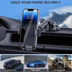 Phone Holder Car [Military-Grade Suction] Universal Car Phone Holder [Thick Case Friendly] Automobile Accessories Dashboard Air Vent Windshield Phone Mount Fit for iPhone Android Smartphones