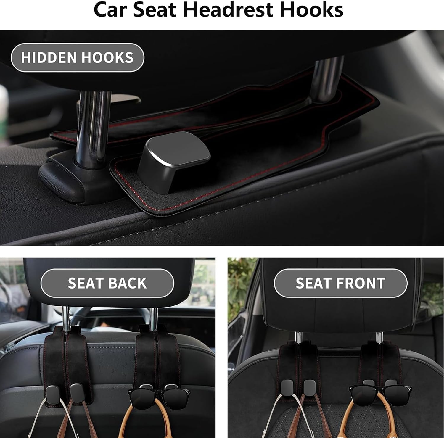 Headrest Storage Hooks (2-Pack) — Backseat Purse & Bag Holder