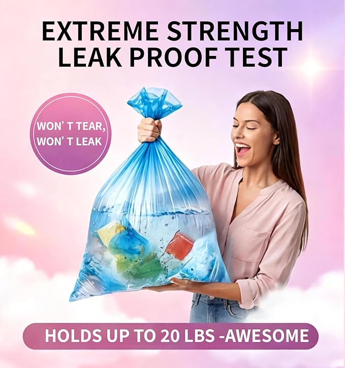 Medium 8 Gallon Trash Bags Unscented, 0.94 Mil, Colored, 300 Count | 30 Liter Garbage Bag, Plastic Waste Basket Can Liners, Thick, Leakproof, Tear Resistant, for Bathroom Office Kitchen Bulk