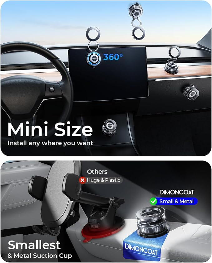 2-Pack【Upgraded】 for Magsafe Car Mount [119+LBS Suction & Metal] 360° Adjustable Magnetic Phone Holders for Your Car Cell Phone Vacuum Mount for Car Accessories for iPhone 17 16 Pro Max 15