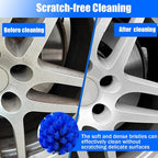 Car Wheel Brush Kit, Soft Drill Wheel Cleaner Brush, Tire Brush, Detailing Brush, and Detailing Pads, No Scratches Car Wheel Cleaning Kit for Wheels, Tires, Rims, Engines, Exhaust(Blue+White, 6 Pack)